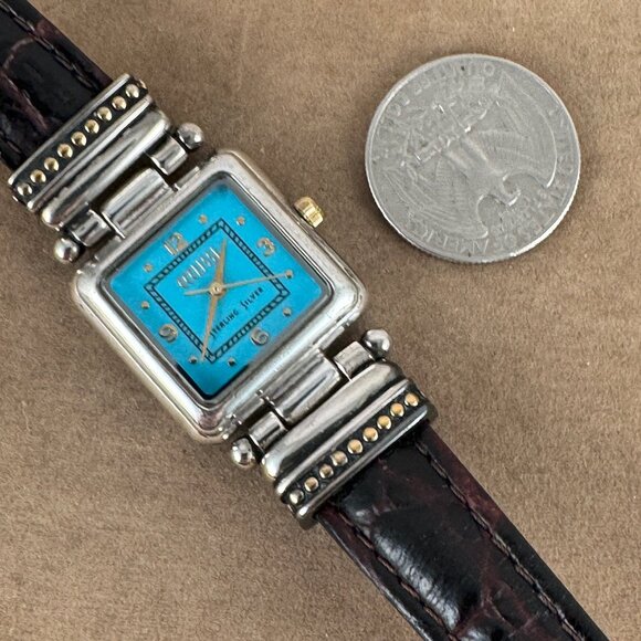 Vintage Ecclissi Sterling Silver Western Watch Turquoise Face - Picture 8 of 8